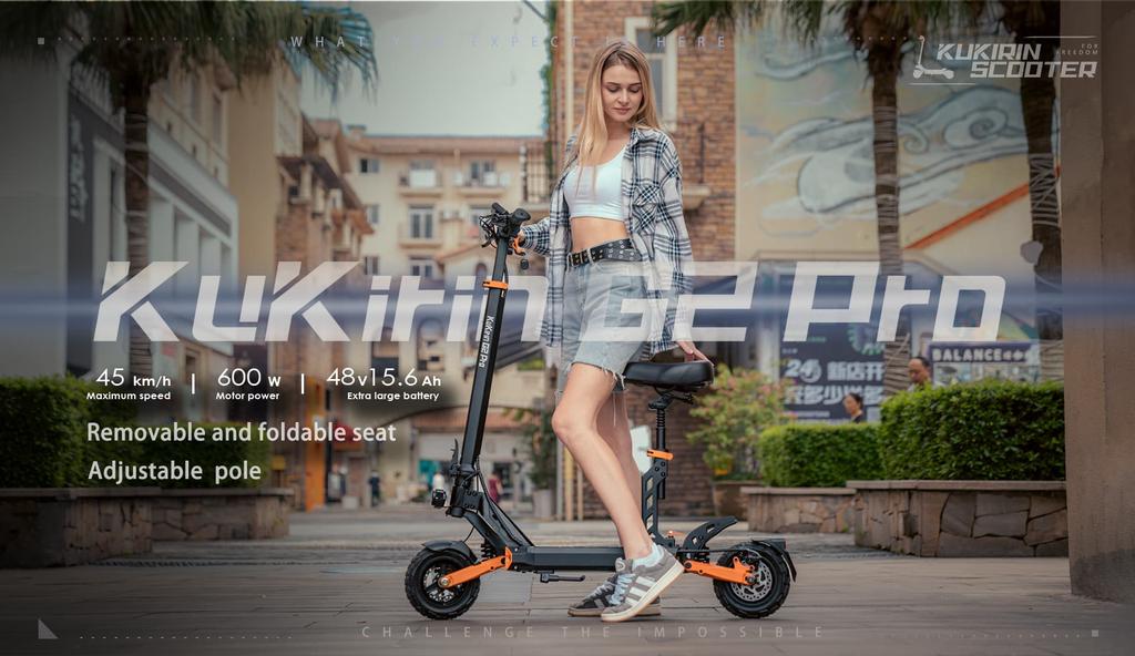 KuKirin G2 PRO 600W Elektroroller, 48V 15.6Ah 58km Reichweite, 45km/h, 9" Schlauchlose Reifen, Faltbarer E-Scooter