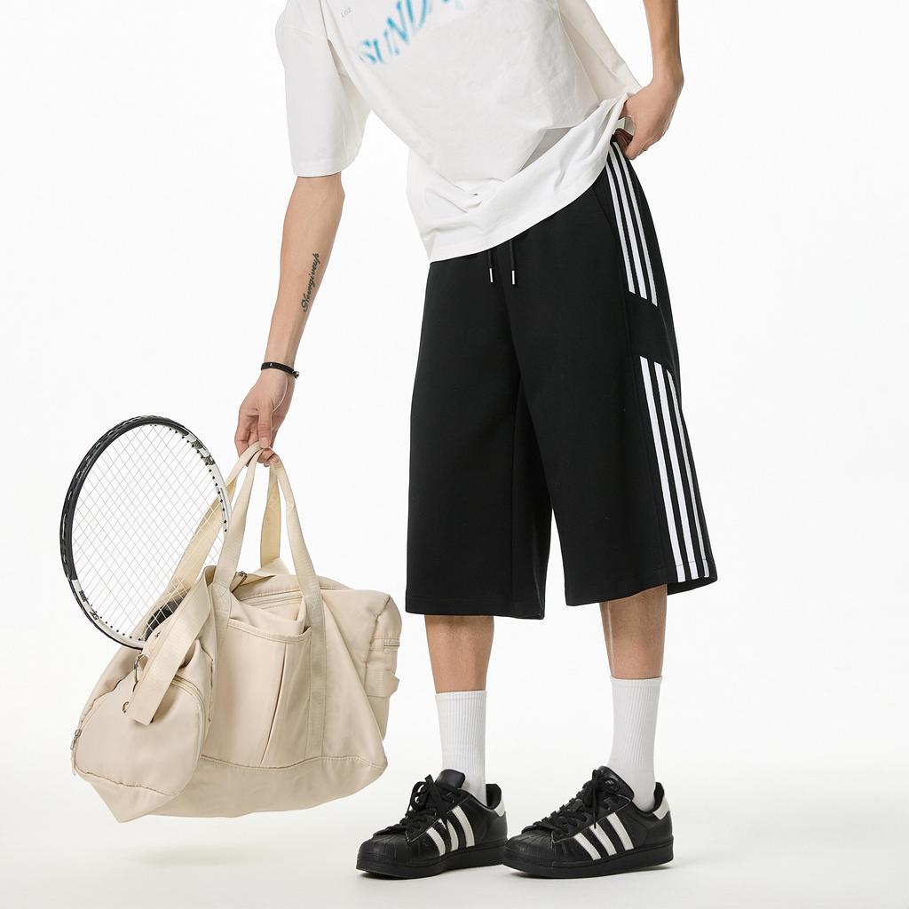 Amerikanische Cropped Hosen Herren Frühling und Sommer Weites Bein Locker Mittellange Hosen Freizeit Sport 7/8 Hosen Jungen Über dem Knie Shorts
