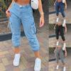 Pantaloni de denim la modă pentru femei Blugi cu talie înaltă Pantaloni casual