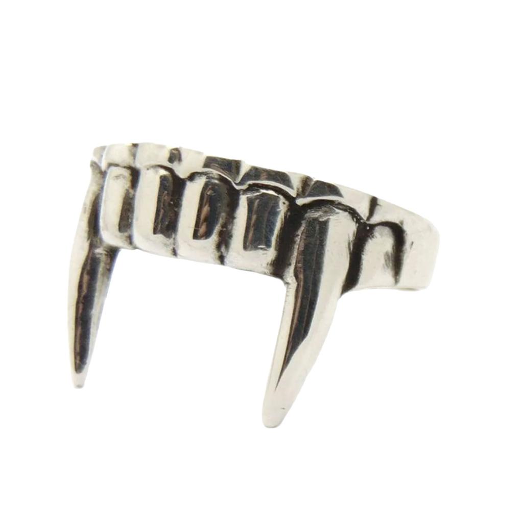 Halloween Party Vampires Fang Finger Jewelry Adjustable Rings Alloy Texture Opening Rings Suitable for Men Women Present