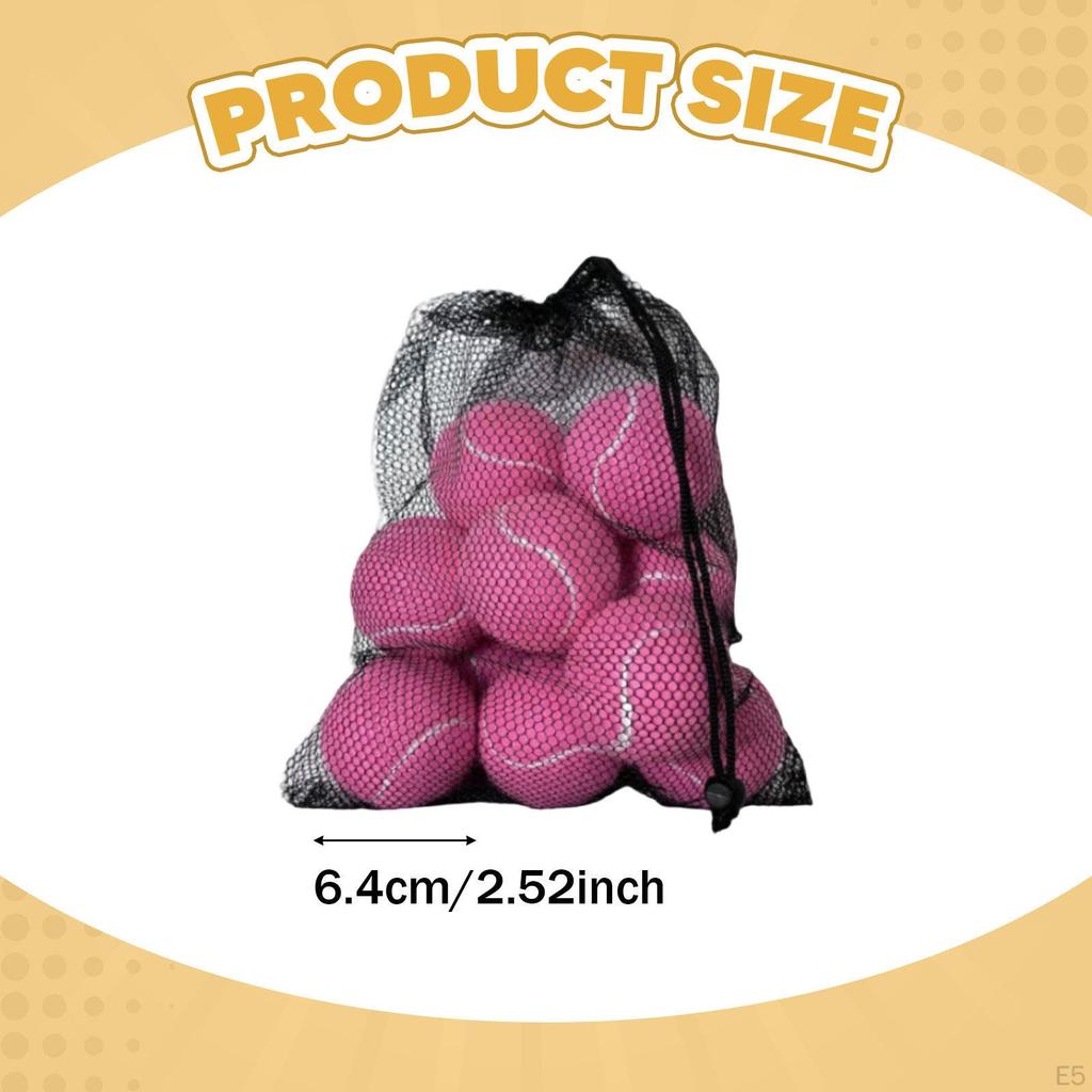 10 Pieces Tennis Balls with Storage Mesh Bag Workout for Pet Dog Adults Kids Yellow