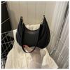 Simple Solid Color Croissant Shaped Women Casual Shoulder Bag For Daily Use