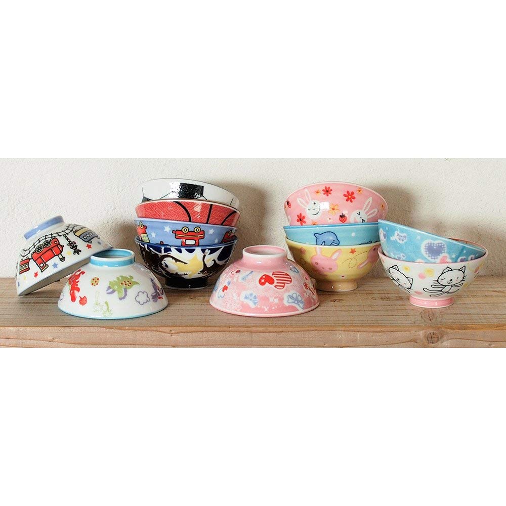 Minoru Pottery Children's Dinosaur Bowls, 10.8cm Diameter, Set of 2, 4965583758518