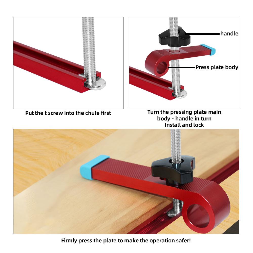 Aluminum Alloy T Track Hold Down Clamp Universal T-track Clamping Block Woodworking Joint Hand Tool