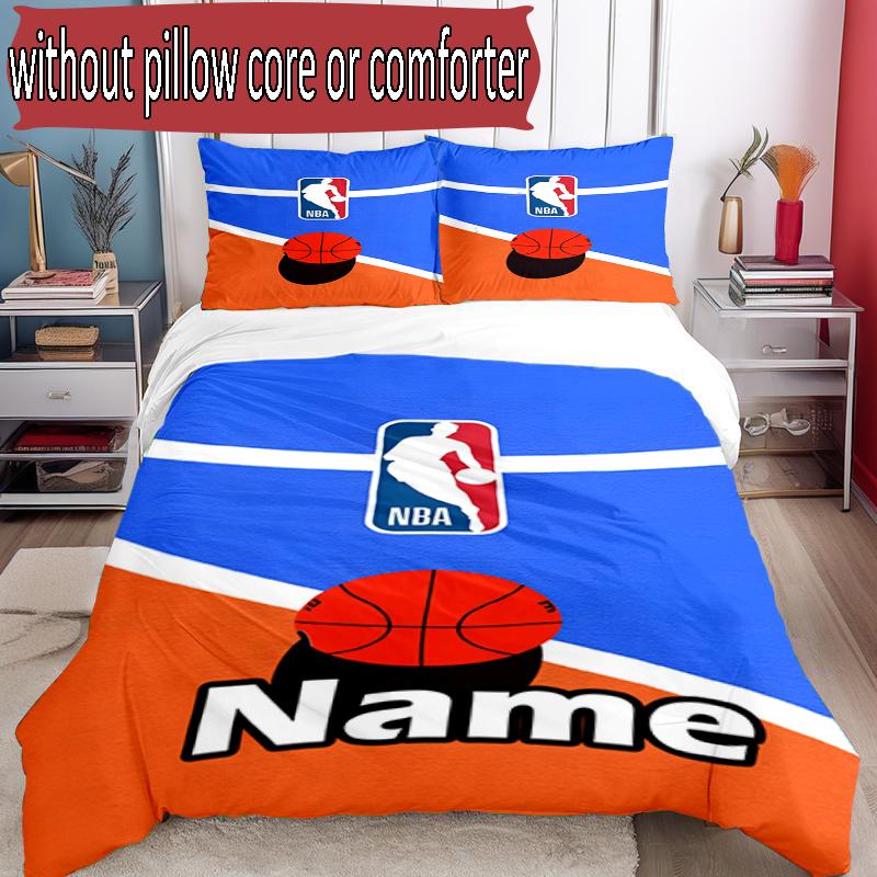 3pcs Duvet Cover Set (1*Duvet Cover + 2*Pillowcase, Without Core), Custom Name basketball Pattern Bedding Set, Home Bedroom Decor Gift