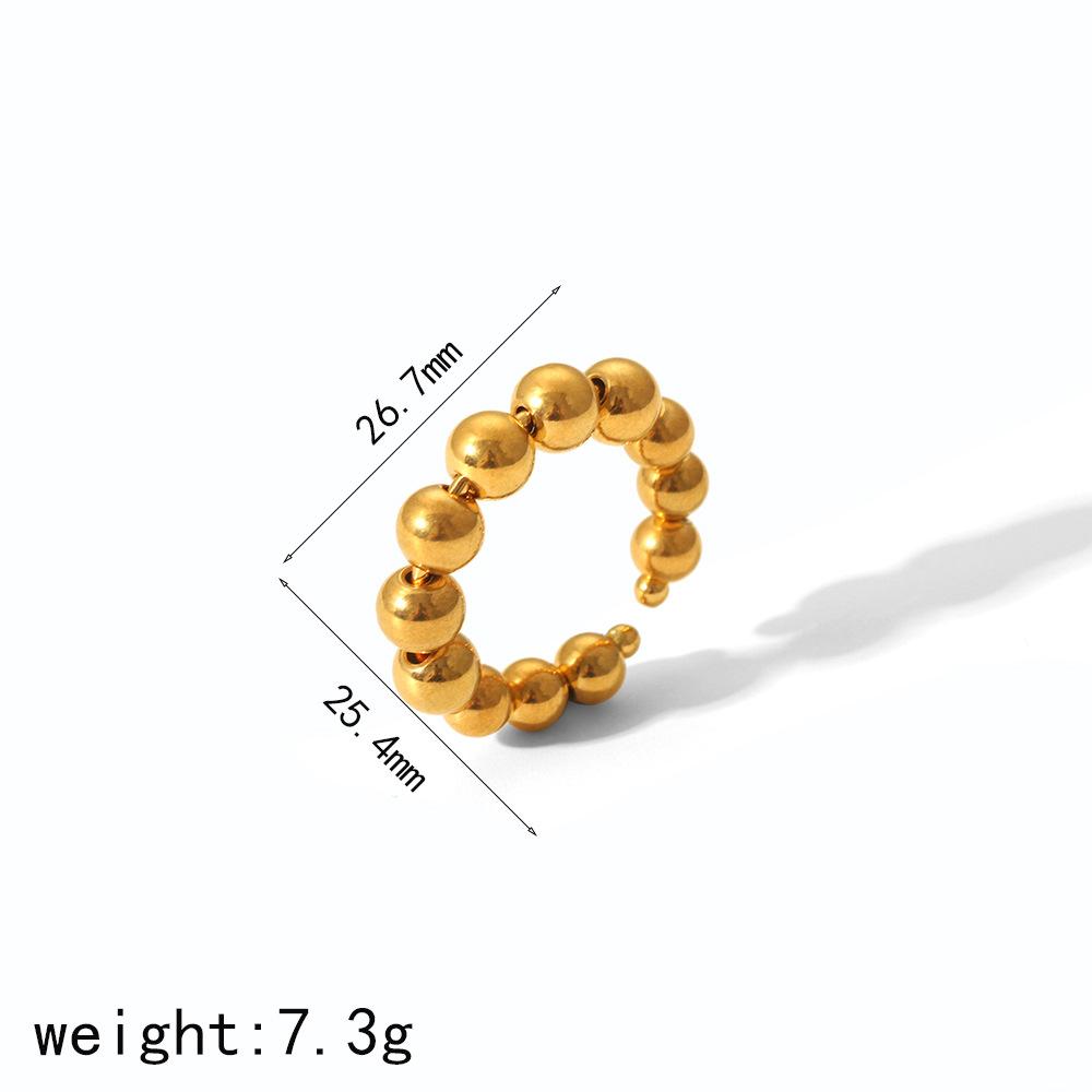 New 18k gold glossy round bead earrings earrings temperament fashionable and simple stainless steel beaded stud earrings