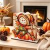 Decorative Napkin Stand for Kitchen Fall Scarecrow Wooden Holder, Harvest Pumpkin Rustic Ornaments Dispenser, Thanksgiving Farmhouse Tabletop