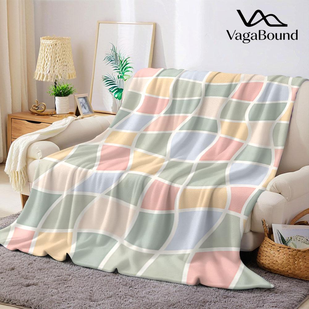 Wavy Checker Flannel Blanket Perfect for Sofa Office Bed Travel Sleep Read Relax Camping four season use