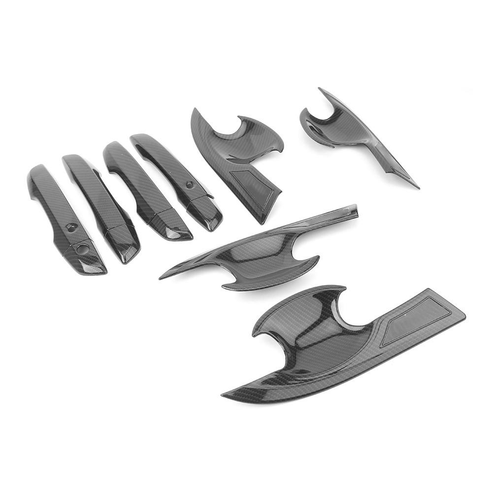 

8Pcs/Set Car Carbon Fiber Style Door Handle Bowl Cover Exterior Moulding Trims For Honda Civic 10th X 2016 2017 2018 ABX Plastic
