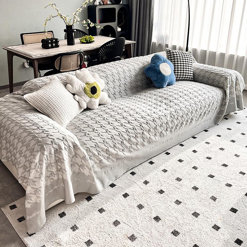 

Летний чехол для дивана, полотенце, простой скандинавский стиль, нескользящий чехол для пыли, однотонный чехол для дивана с высоким чувством, универсальный чехол 180*130cm