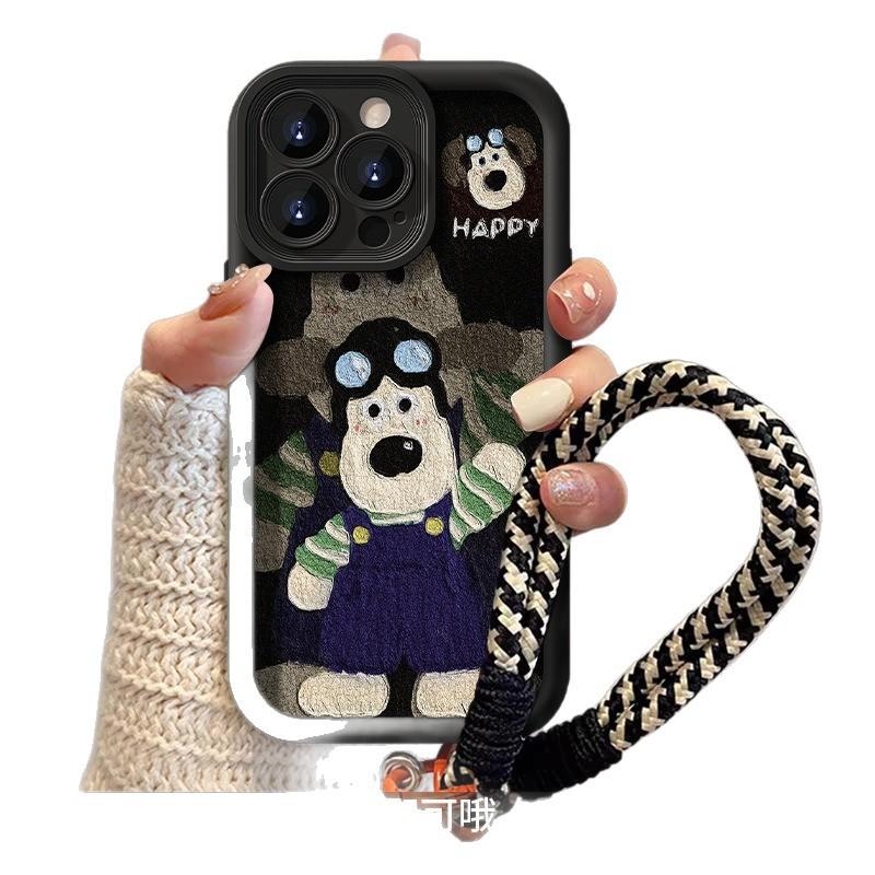 Dog Harness for VivoX200Pro Mobile Phone Case Autumn and Winter Premium Lanyard for IQOO12Pro Lambskin Embossed Soft