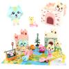 Pretend Play Toy Fashion Mini Pets Cat House Toys For Children Play House Interactive Cat Care Center Toy Accessories Kids New