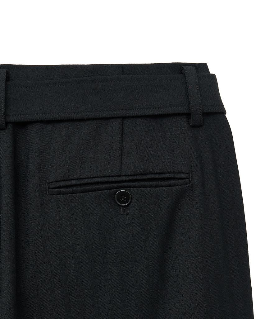 NOIRER Six-Pocket Wide Slacks (Black Herringbone)