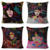 African Women Cushion Cover Decor Colorful Cartoon Lady Dream  Pillowcase Polyester Pillow Case for Bedroom Sofa Home 45x45cm