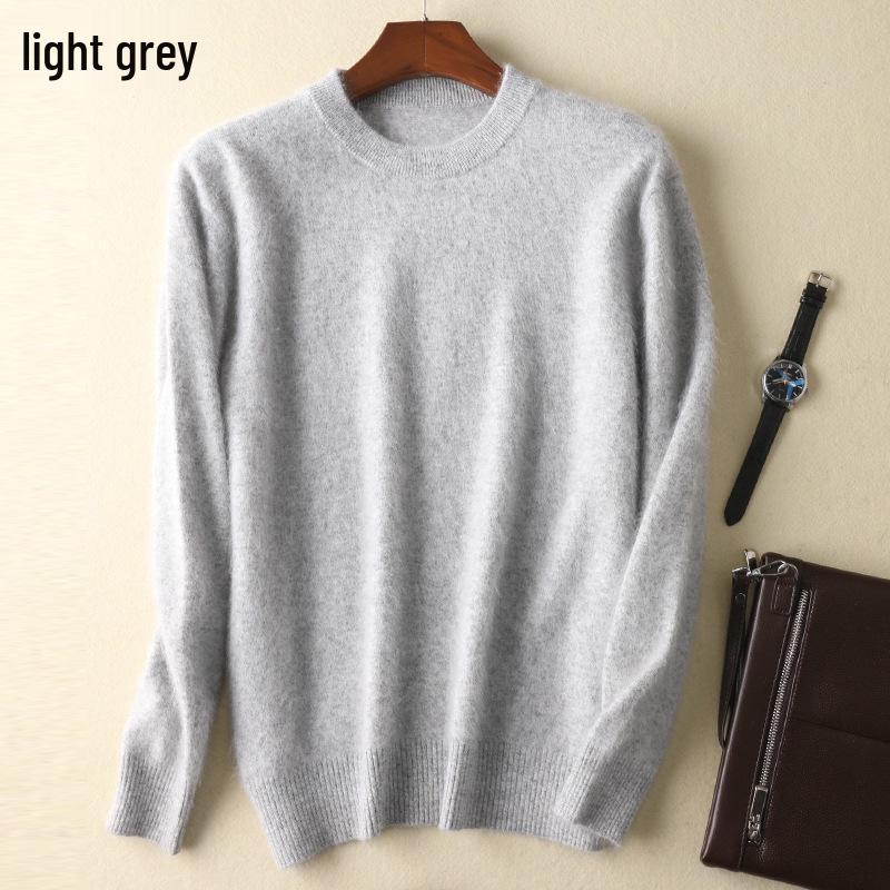 Men's Plus Size Cashmere Mink Velvet Round Neck Sweater - Thickened, Loose Fit for Autumn/Winter