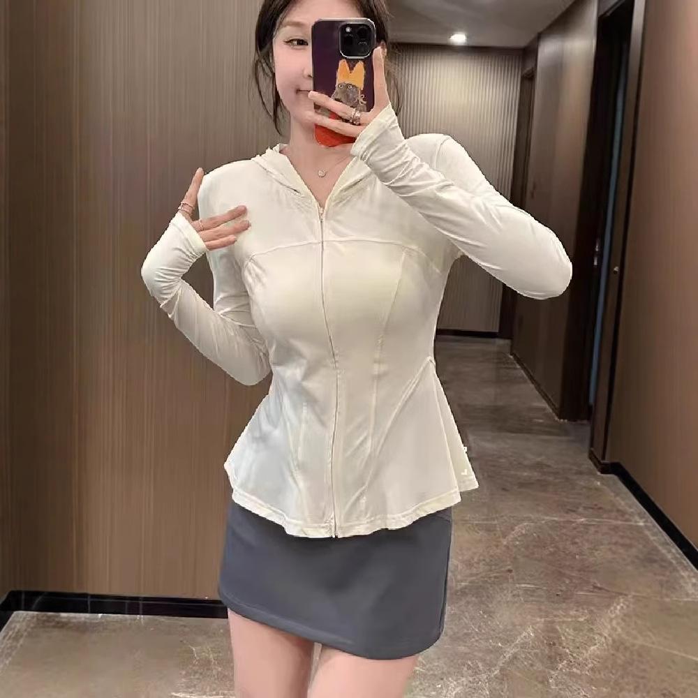 Women's Hooded Long Sleeve Slim Fit Solid Color Sun Protection Jacket UPF30+ Casual Outdoor Top
