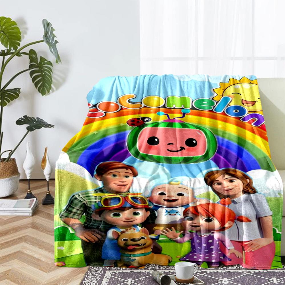 Cocomelon Theme Printed Blanket - Perfect for Couch, Bed, Travel & Outdoor Use | Machine Washable, Cozy & Durable.