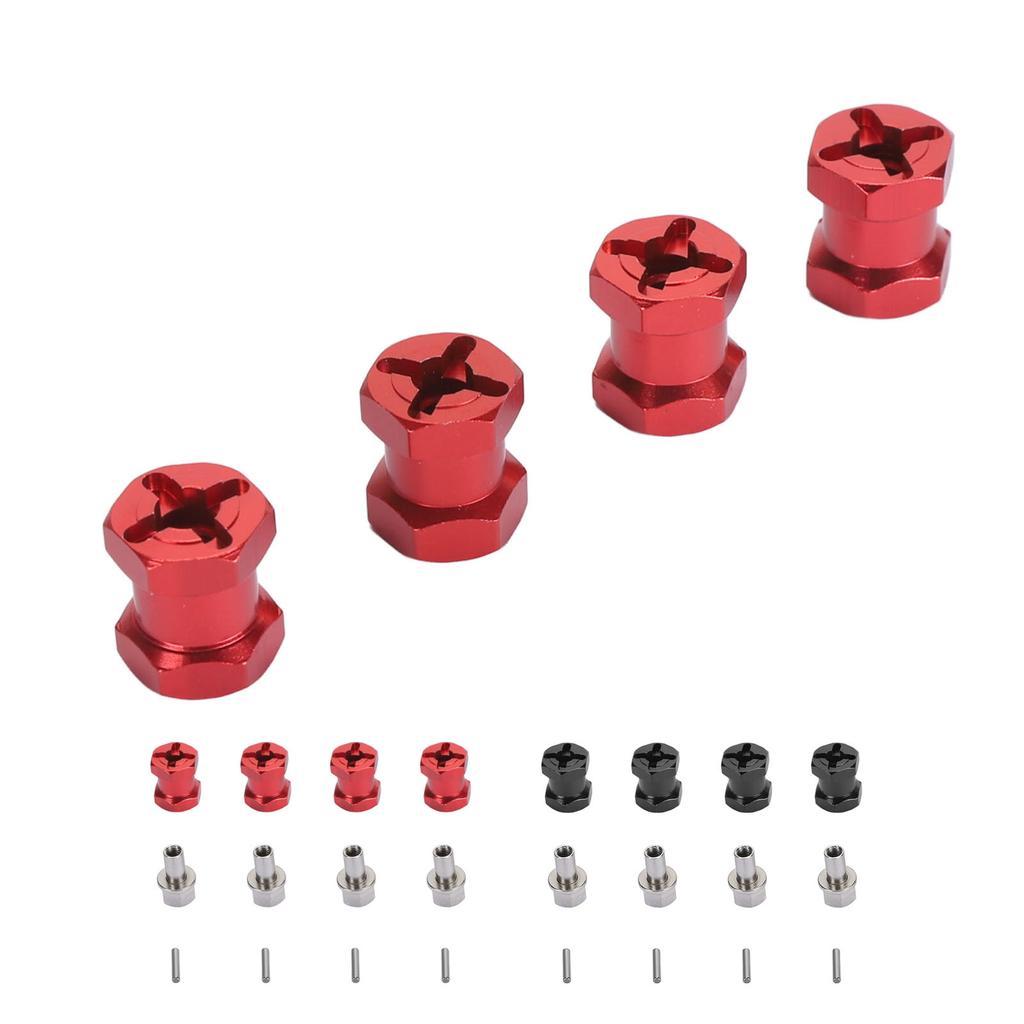 4PCS RC Wheel Hex Spacers 12mm Dia 15mm Length Hex Hub Extenssion with Metal Locking Lug Nut and Loc