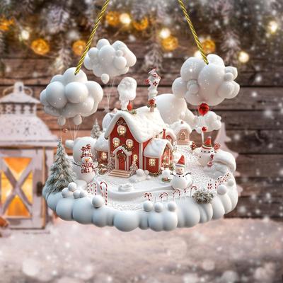 2D Acrylic Pendant Ornament Decoration Gift Collectible DIY Snowman Christmas for