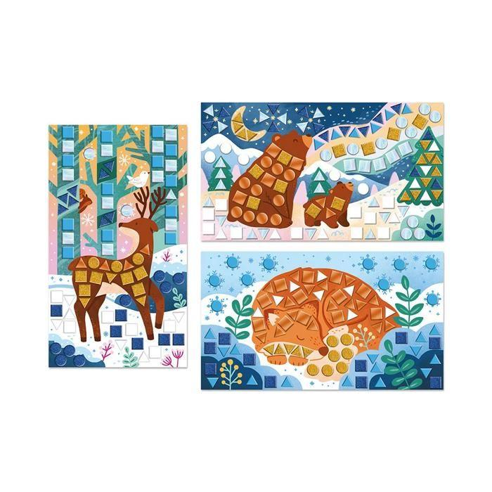 Coffret mosaïques en mousse - thème hiver - les ateliers du calme - 3 tableaux - kit loisir créatif enfant - dès 5 ans
