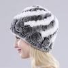Hot Sell Women Winter Knitted Real Rex Rabbit Fur Hat Fluffy Natural Rex Rabbit Fur Cap Lady Good Elastic Genuine Fur Hats