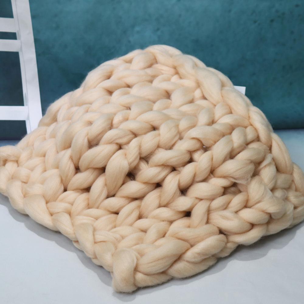 50x50cm Knitted Coarse Woolen Blanket Winter Handmade Knitting Soft Warm Thick Yarn Knitted Blanket Home Bed Sofa Blanket Decor