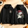 Cute Ghost Coffee Christmas Sweatshirt Santa Hat Gift Graphic Pullover Spooky Xmas Casual Loose Tops Men Hoodies Women