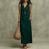 Women's Cowl Neck Sleeveless Loose Maxi Dress Casual Linen Cotton Summer Long Dress