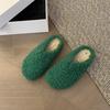 Fashion Aphixta New Warm Winter Slippers Candy Color Sweet Women Slippers Furry Round Toe Shoes Indoor Flat Heel Hair Slides
