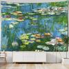 Retro oil painting, water lily print, tapestry, flower and plant wall hanging, home decoration, abstract aesthetic tapestry
