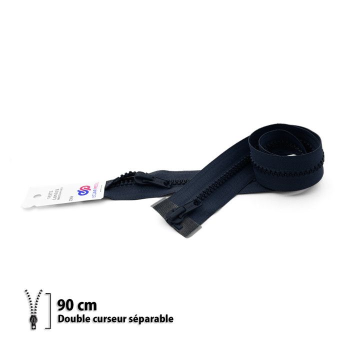 Fermeture éclair Z68 - Séparable 6mm double curseur - 90 cm