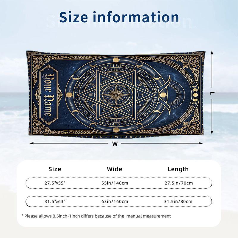 Witchcraft Theme Beach Towel Personalized Custom Name & Text Soft Quick Dry Beach Towel for Swimming Travel
