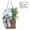 Faux Hydrangea Door Hanger Basket Wreath Spring Summer Artificial Flower in Wicker Basket with Bow Front Door Hanging Flower Basket for Home Farmhouse