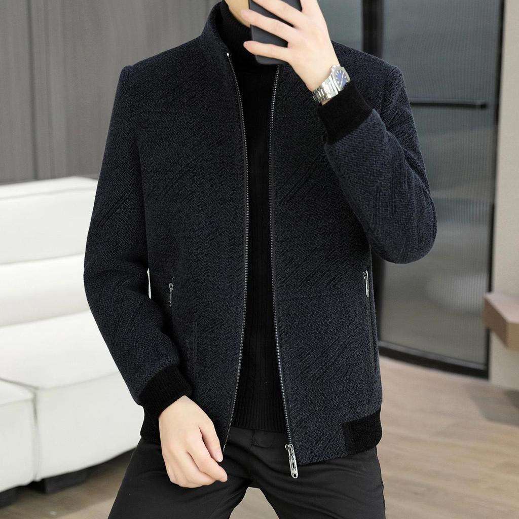 Pierre Cardin Herren Chenille Wolljacke - Jugendlich Lässig, Mit Samt gefüttert, Warm, Winterkleidung