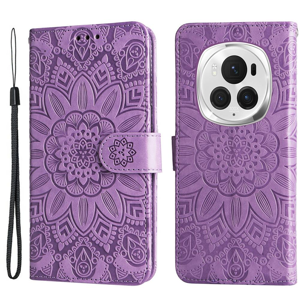 For Honor Magic6 Pro 5G Anti-Scratch Wallet Stand Phone Case Sunflower Leather Stand Mobile Phone Cover