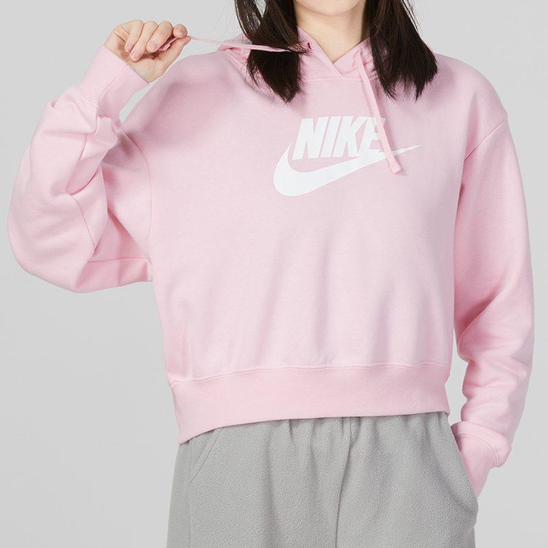 Nike Sportswear Club Fleece Women's Oversized Crop Graphic Hoodie Pink DQ5851-690