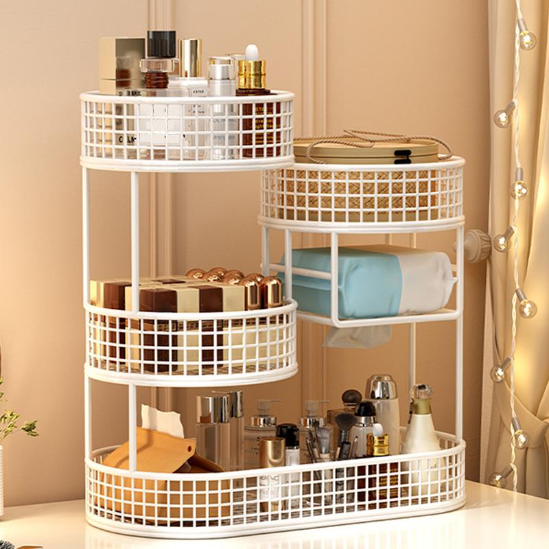 1Pc Varnished Metal Cosmetic Organizer Lightweight No-Installation Makeup Storage Rack Modern Vanity Countertop Shelf