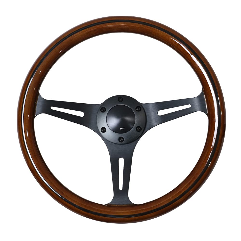 Classic wood steering wheel with black spokes N35WB