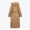 Elegante cappotto lungo con revers in pelliccia da donna con lacci, manica lunga, tascabile, in lana, lungo soprabito 2025, nuovo capospalla da donna di alta moda