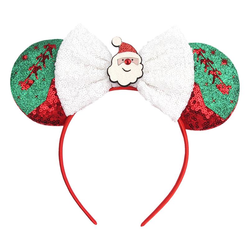 Neues Weihnachts-Mausohren-Stirnband für Mädchen Einheitsgröße Pailletten Schleife Haarband Festival Party DIY Haarschmuck Boutique
