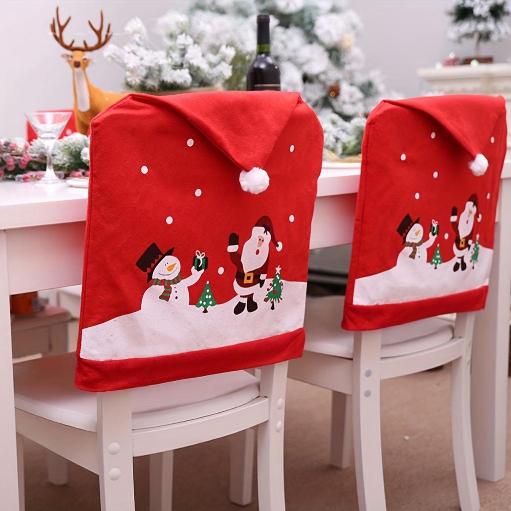 1pc-Christmas Snowman Hat Chair Back Cover Xmas Chair Decoration Home Handmade