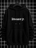 Unisex Hoodie, Halloween, Dinosaur Jr. Text Graphic, Pullover Sweatshirt, Streetwear Casual Style, Autumn Winter Daily Wear, Front Kangaroo Pocket Wit