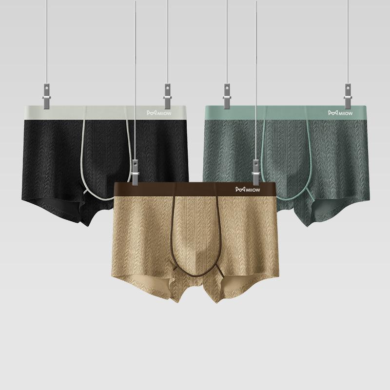 3pcs Jacquard Men's Underwear Comfortable Flat Corner Pants Seamless High Elasticity Square Corner Pants Boxer Brief