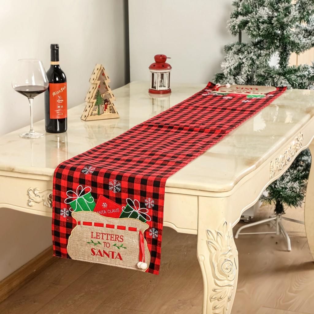 Decor Home Christmas Linen Gingham Table Flag Creative Decorative Goods Item