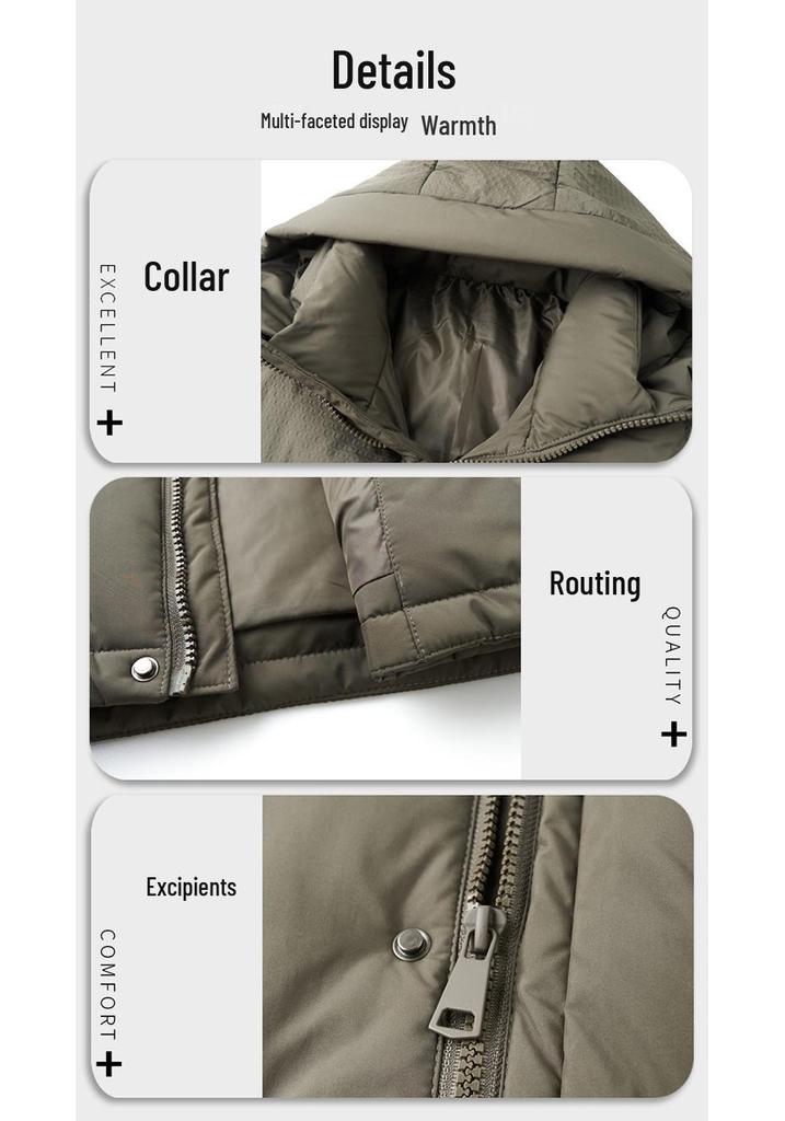 2024 Men's Korean-Style Warm Hooded Down Jacket - Solid Color, Versatile & Handsome for Winter