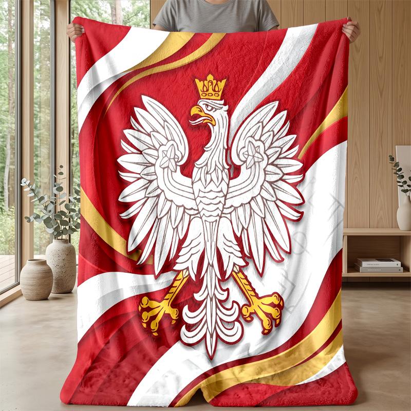 Poland Football Printed Flannel Blanket Skin Friendly Warm Decorative Throw for Indoor Couch Bed Daily Use