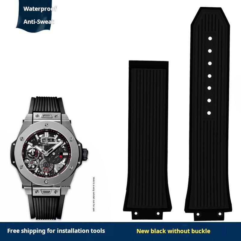 For HUBLOT BIG BANG Series Silicone Rubber Strap 27x17mm Convex Interface Watch Band Men Collapsible Buckle Bracelet Accessories
