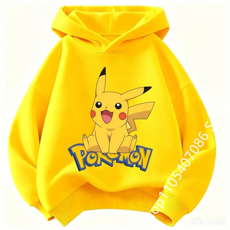 Felpa per Bambini Pikachu 2026 Nuovo Stile Felpa Sportiva per Ragazzi Felpa con Stampa Cartoni Animati per Ragazze Primavera-Autunno Maniche Lunghe Felpa Casual