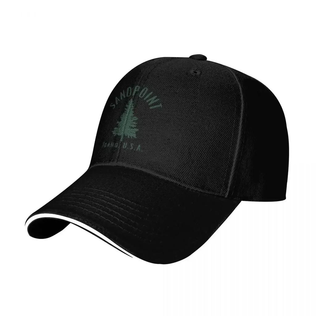 Minimalist Sandpoint Idaho Deep Green Primitive Stark Pine Tree Baseball Cap Sunhat Unisex Caps Womens