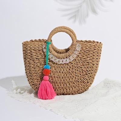 Franse Stijl Stro Geweven Tas Grote Capaciteit Draagbare Schoudertas Hoge Kwaliteit Rotan Mand Dames Handtas Strandtas